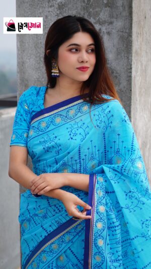 প্রিমিয়াম হাফ সিল্ক জামদানী  শাড়ী +মেচিং  ব্লাউজ পিস